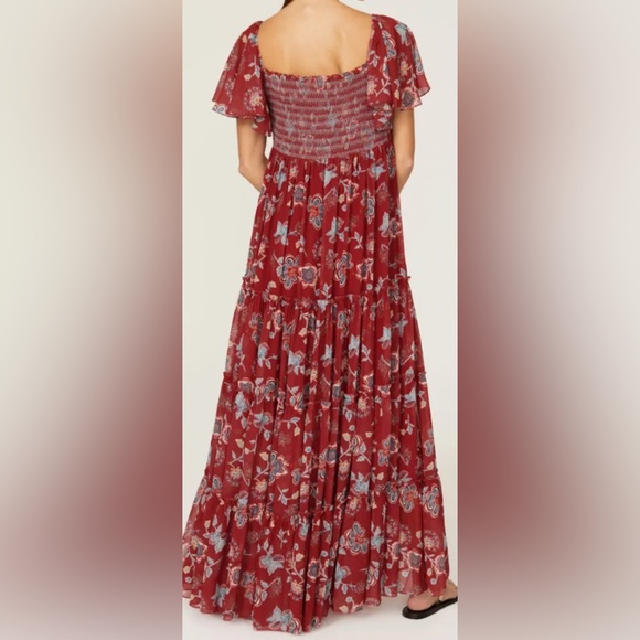Sachin + Babi Red Floral Sweetheart Neckline Maxi Dress Size XS (2) - Runs Big - Picture 2 of 10